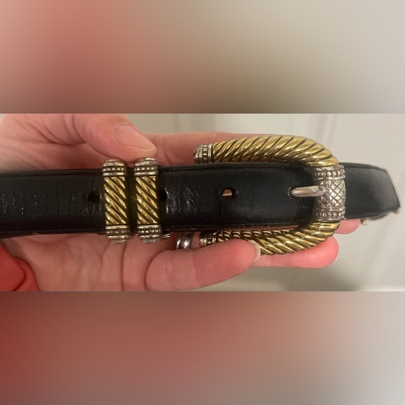 Brighton Accessories - Vtg Brighton Classics Women’s Sz M 30 Black Belt Gold Silver 4B814 Made In USA